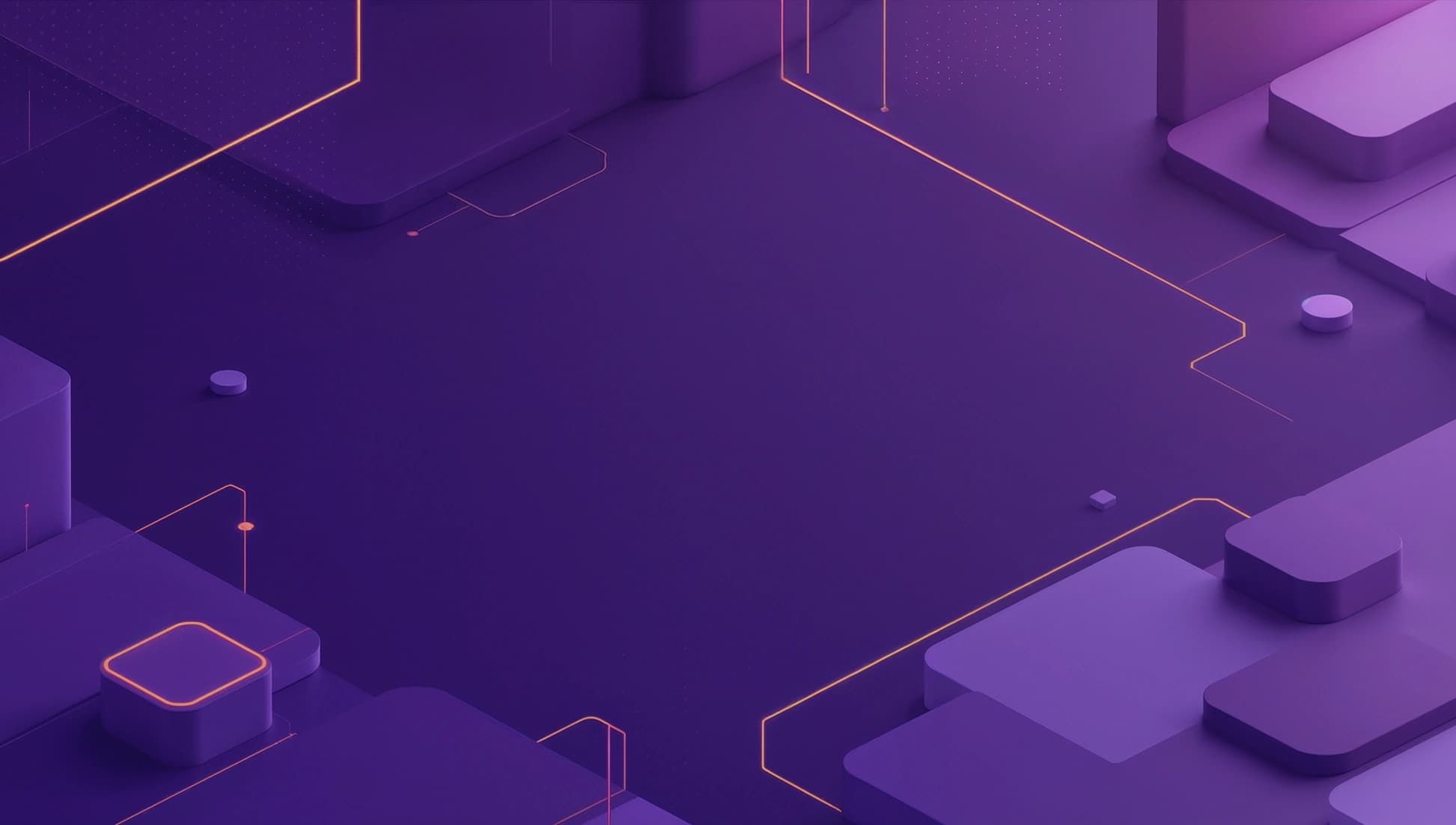 Isometric 3D illustration of sales and marketing automation infrastructure with orange accent lines